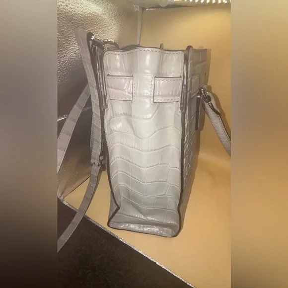 Michael Kors Leather Satchel Dove Grey Croc Embossed Dillon Purse NWOT - Picture 5 of 13